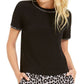 Michael Kors Women's Short Sleeve Crew Neck Top Black Size Large