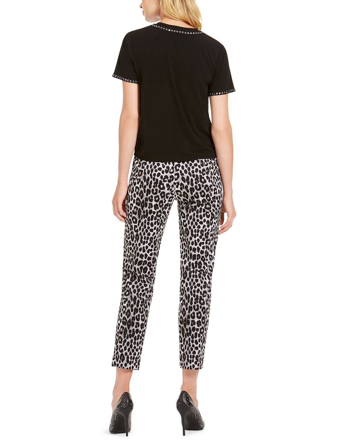 Michael Kors Women's Short Sleeve Crew Neck Top Black Size Large