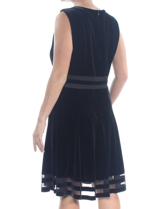 Calvin Klein Women's Velvet Illusion a Line Dress Black Size 12