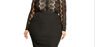 City Chic Women's Trendy Plus Hourglass Beauty Dress Black Size Petite Small