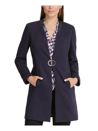 DKNY Women's Chevron MIDI Topper Jacket Purple Size 14 -