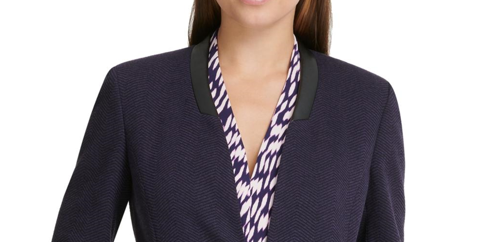 DKNY Women's Chevron MIDI Topper Jacket Purple Size 14 -