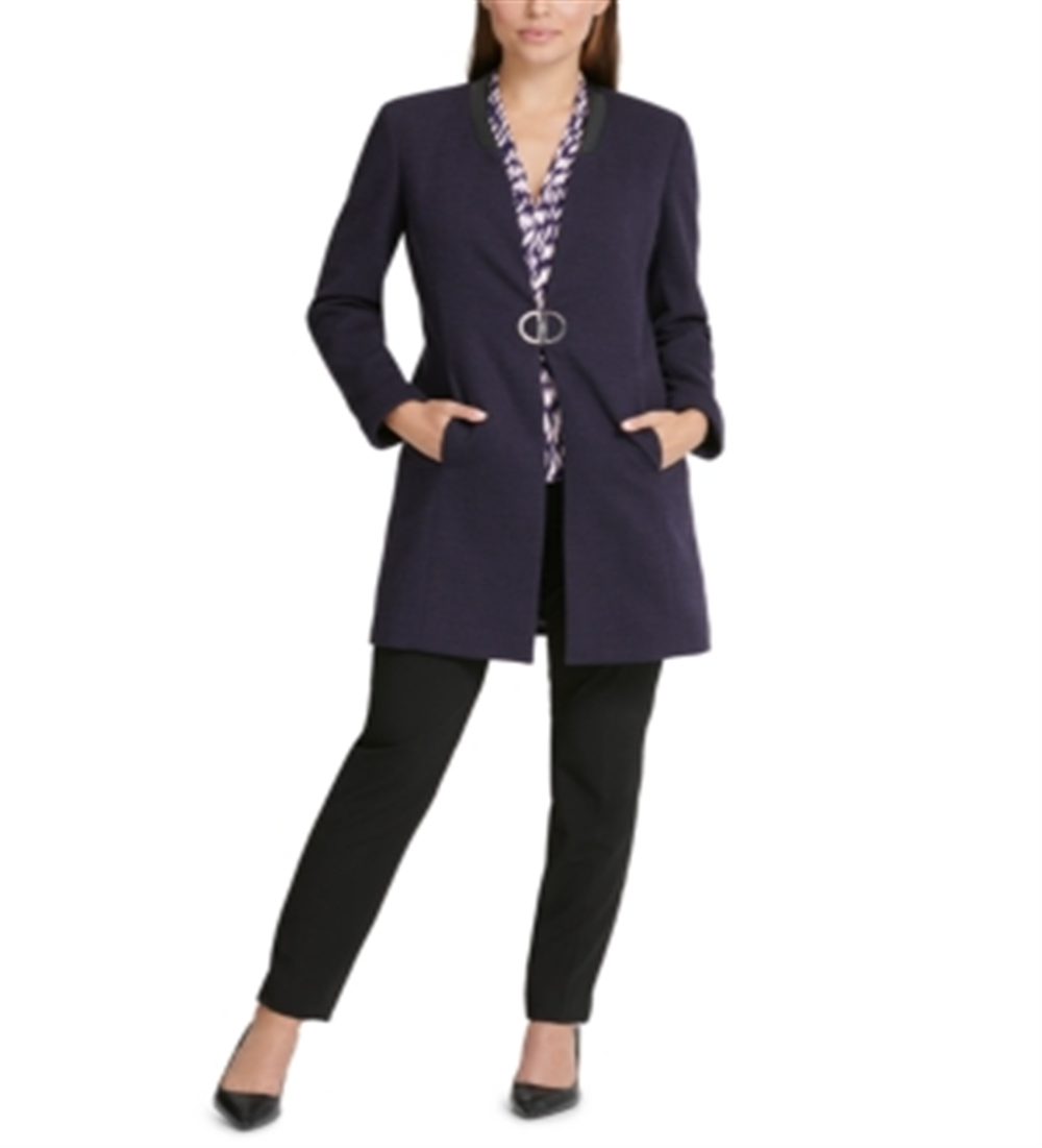 DKNY Women's Chevron MIDI Topper Jacket Purple Size 14 -