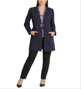 DKNY Women's Chevron MIDI Topper Jacket Purple Size 14 -