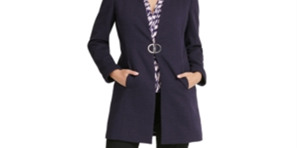 DKNY Women's Chevron MIDI Topper Jacket Purple Size 14 -