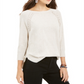 Style & Co Women's Lace up Chevron Trim Sweater Beige Size Petite L