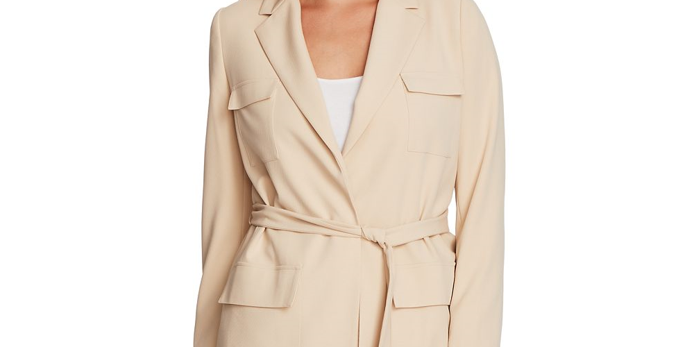 Vince Camuto Women's Belted Safari Blazer Beige Size Large