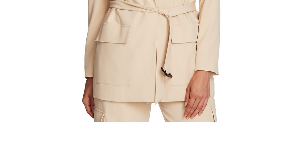 Vince Camuto Women's Belted Safari Blazer Beige Size Large