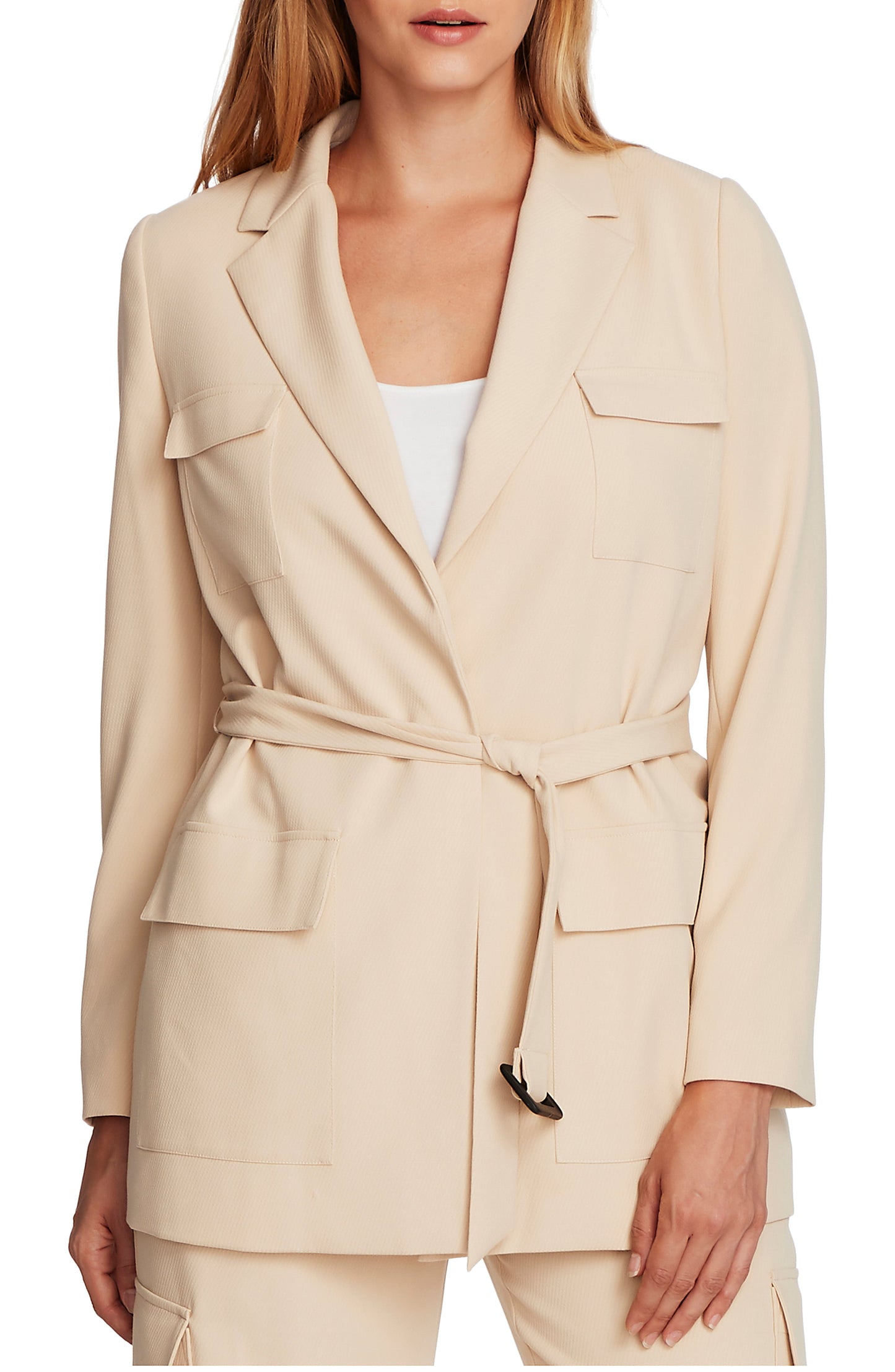 Vince Camuto Women's Belted Safari Blazer Beige Size Large