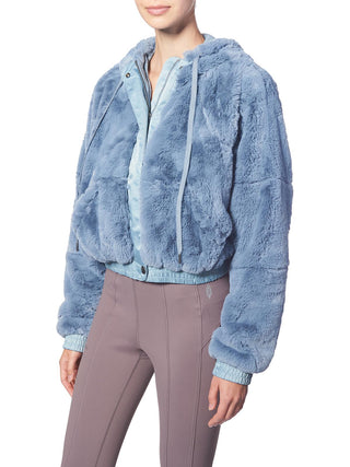 Free People Women's Love It Faux Fur Cozy Faux Fur Jacket Blue Size X-Small