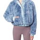 Free People Women's Love It Faux Fur Cozy Faux Fur Jacket Blue Size X-Small