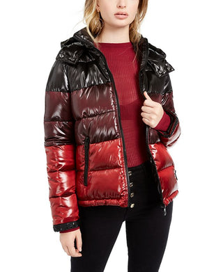 GUESS Women's Gina Ombre Puffer Coat Black Size L