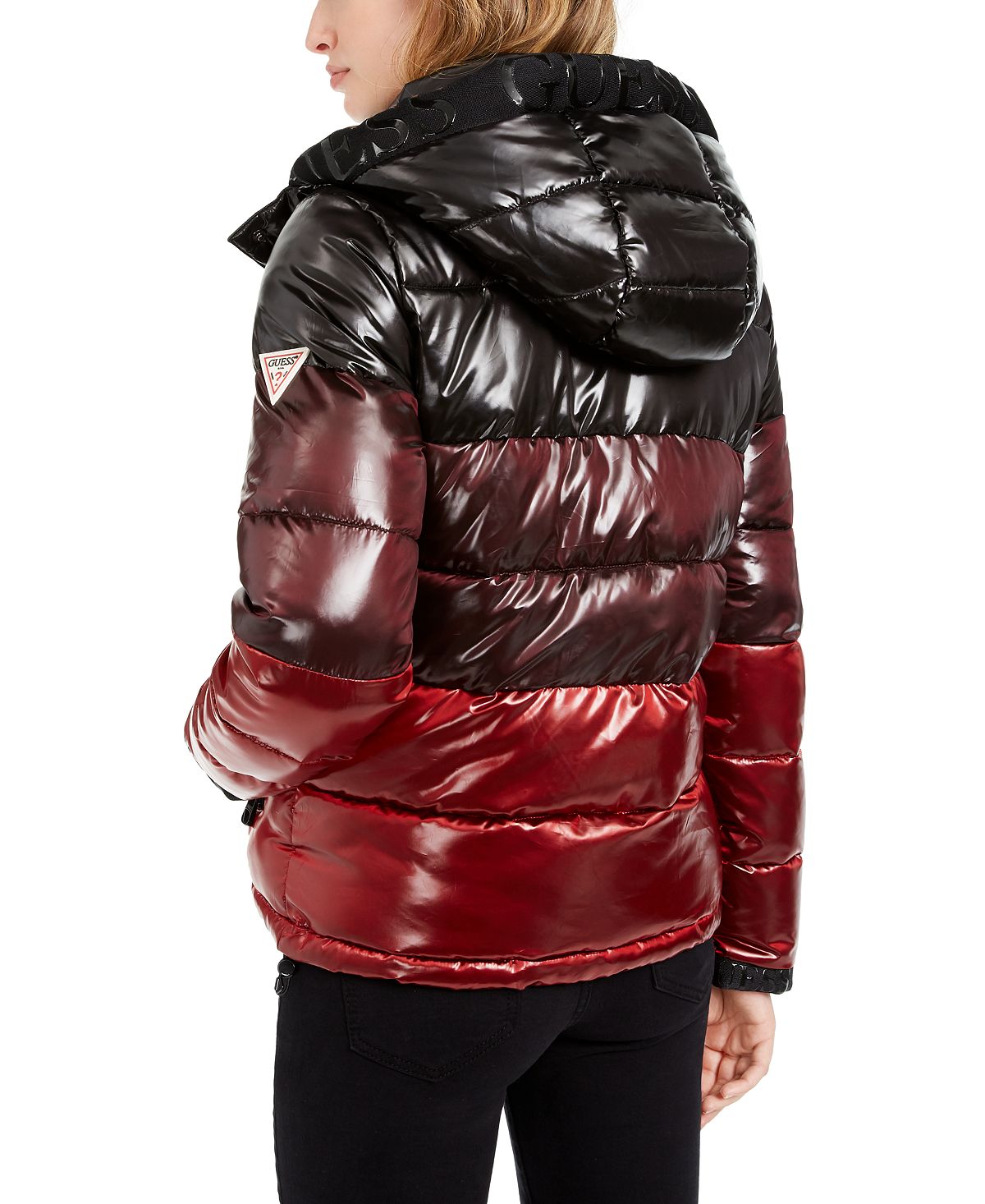 GUESS Women's Gina Ombre Puffer Coat Black Size L