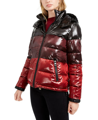 GUESS Women's Gina Ombre Puffer Coat Black Size L