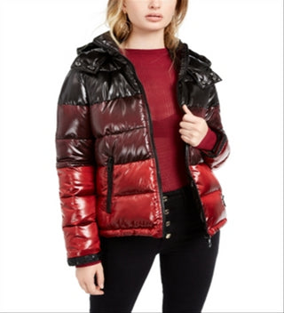 GUESS Women's Gina Ombre Puffer Coat Black Size L