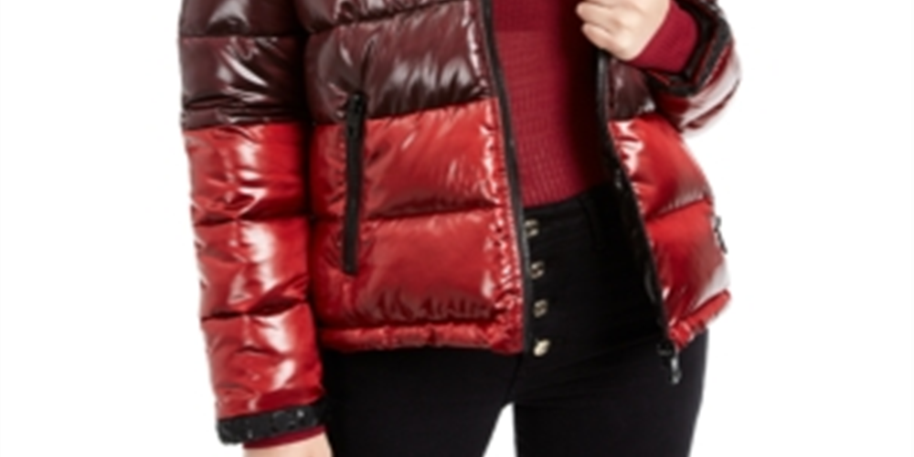 GUESS Women's Gina Ombre Puffer Coat Black Size L