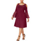 R & M Richards Women's Cold Shoulder Heather Bell Sleeve Scoop Neck Formal Shift Dress Red Size 22W