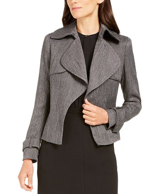 Anne Klein Women's Wide Lapel Belted Cuff Blazer Gray Size 14
