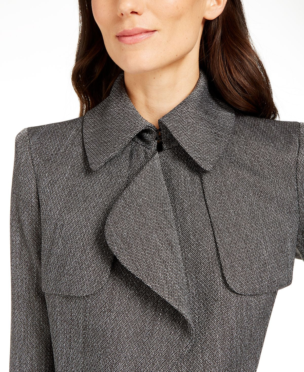 Anne Klein Women's Wide Lapel Belted Cuff Blazer Gray Size 14