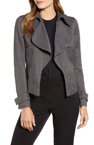 Anne Klein Women's Wide Lapel Belted Cuff Blazer Gray Size 14