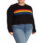 Planet Gold Women's Trendy Plus Rainbow Sweater Black Size 1X