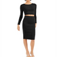 Bar III Women's Bodycon Cropped Crew Neck Sweater Black Size XX-Large