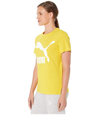 Puma Women's Classics Cotton Logo T-Shirt Yellow Size L