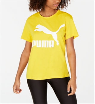 Puma Women's Classics Cotton Logo T-Shirt Yellow Size L