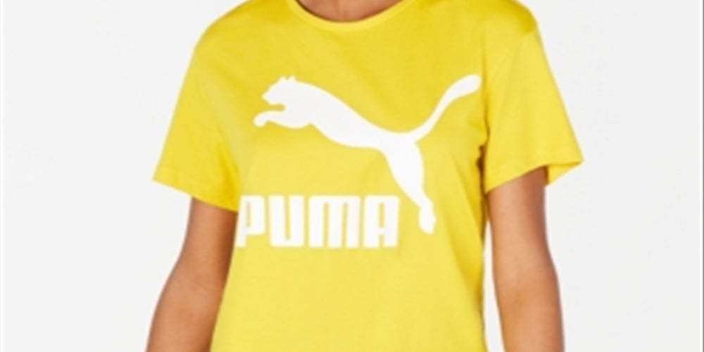 Puma Women's Classics Cotton Logo T-Shirt Yellow Size L