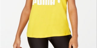 Puma Women's Classics Cotton Logo T-Shirt Yellow Size L