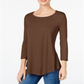 JM Collection Women's Scoop Neck Top Brown Size Medium
