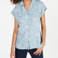 Style & Co Women's Printed Button up Top Blue Size Large