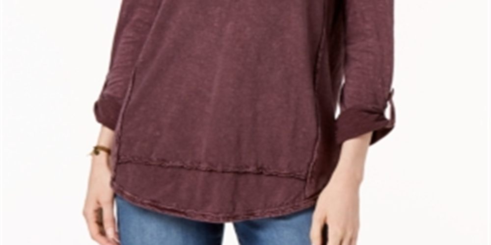 Style & Co Women's Cotton Embroide Top Red Size Petite XL
