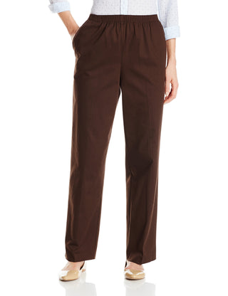 Alfred Dunner Women's Classics Twill Pull on Pants Brown Size 10