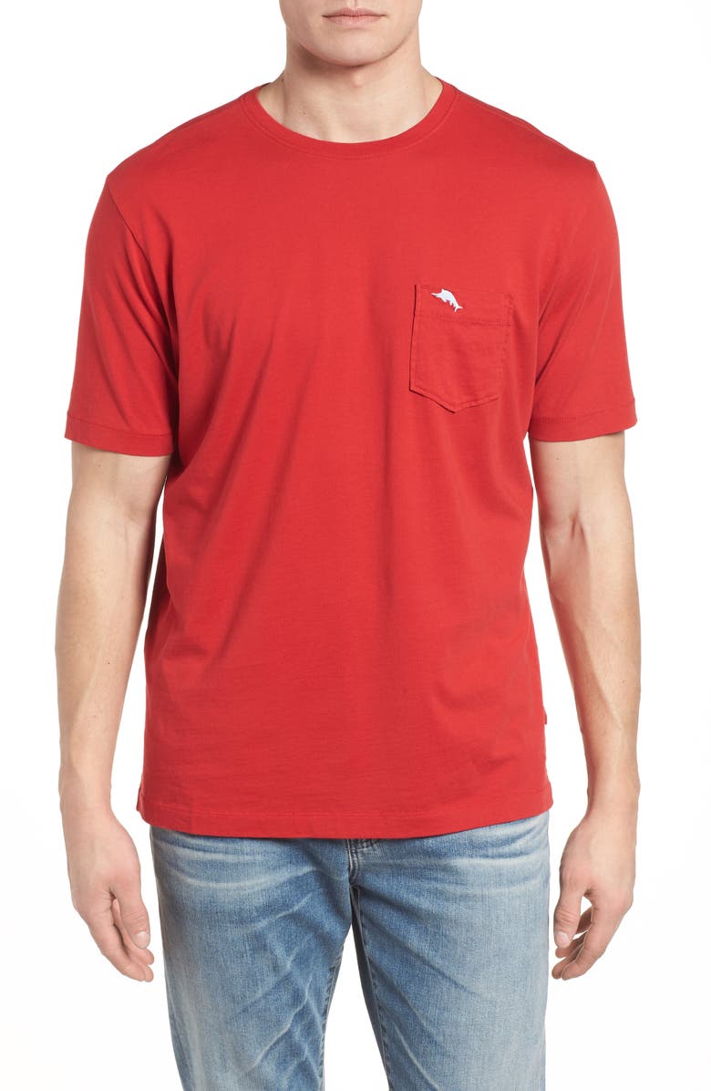Tommy Bahama Men's Original Fit Crewneck Pocket T-Shirt Red Size Medium