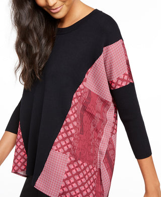 Alfani Women's Contrast Trim Poncho Sweater Black Size X-Small