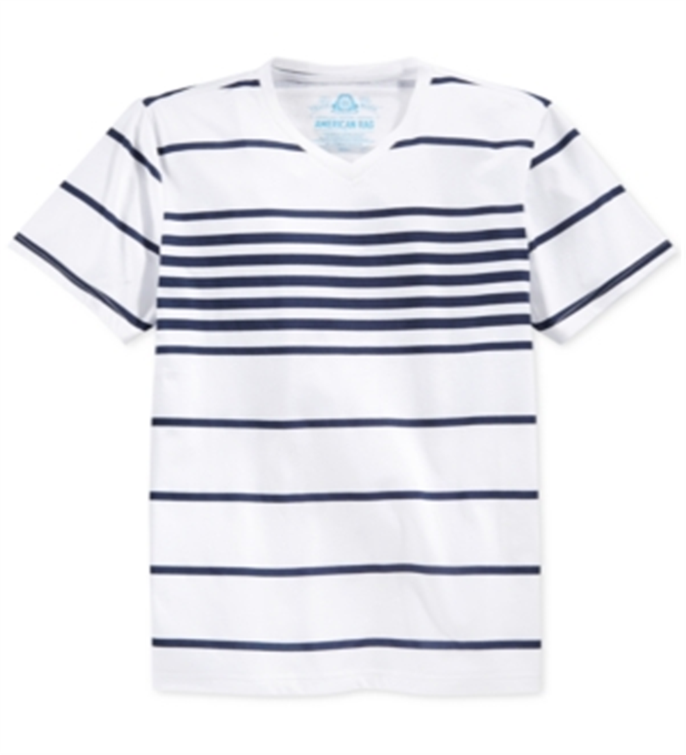 American Rag Men's Highlight Stripe V Neck T-Shirt Blue Size X-Small
