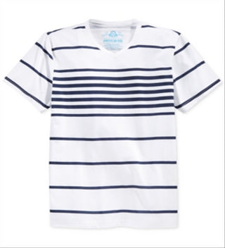 American Rag Men's Highlight Stripe V Neck T-Shirt Blue Size X-Small