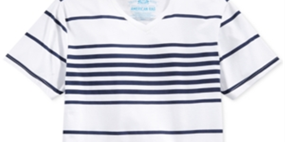 American Rag Men's Highlight Stripe V Neck T-Shirt Blue Size X-Small