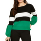 INC International Concepts Women's Striped Puff Sleeve Sweater Green Size Petite S