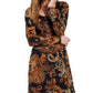 Karen Kane Women's Paisley Print Erin a Line Dress Black Size S