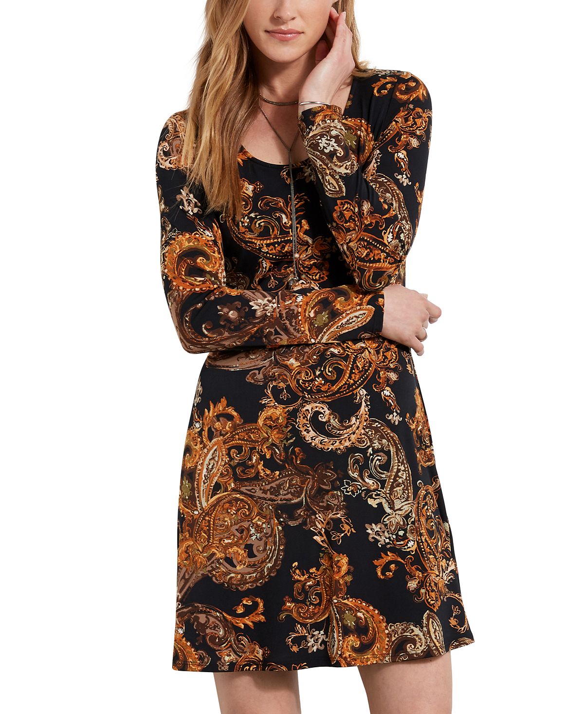 Karen Kane Women's Paisley Print Erin a Line Dress Black Size S