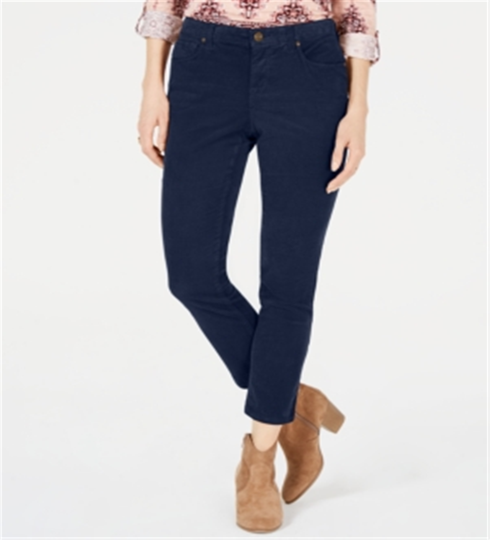 Style & Co Women's Corduroy Tummy Control Pants Blue Size 10