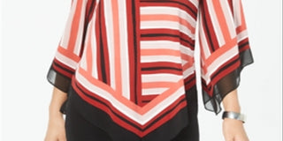 Alfani Women's Printed V Hem Even Hand Top Red Size Medium