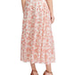 Ralph Lauren Women's Floral Tea Length Knife Pleated Skirt Pink Size 6