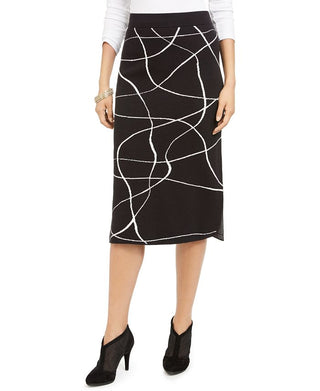 Alfani Women's Printed Sweater Skirt Black Size Small