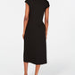 Eileen Fisher Women's Tie Waist MIDI Dress Black Size Petite Small
