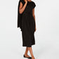 Eileen Fisher Women's Tie Waist MIDI Dress Black Size Petite Small