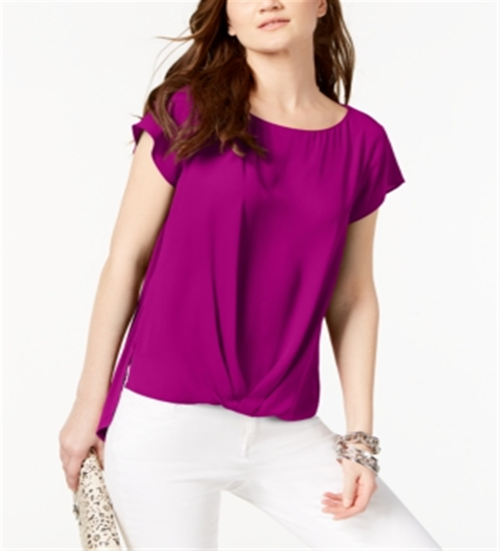 INC International Concepts Women's Draped Hem Top Pink Size X-Large