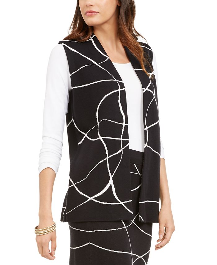 Alfani Women's Printed Sweater Vest Black Size Medium